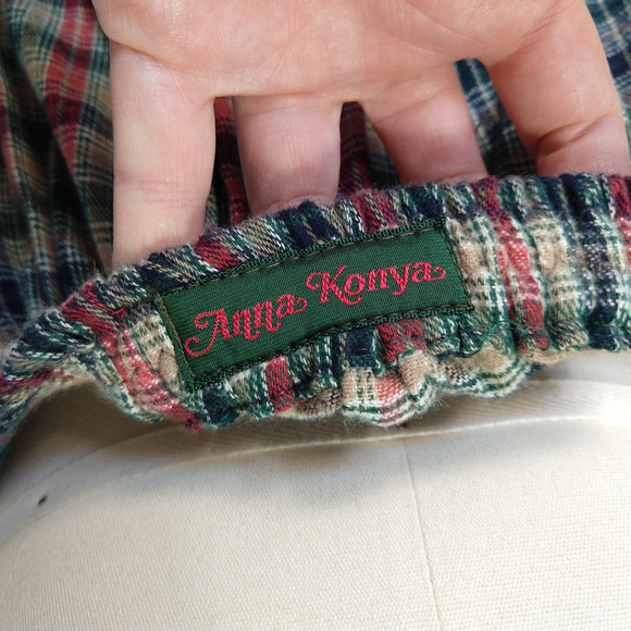 Anna Konya Vintage Plaid Maxi Skirt One Size Flannel Tiered Christmas Ric Rac - Picture 6 of 7